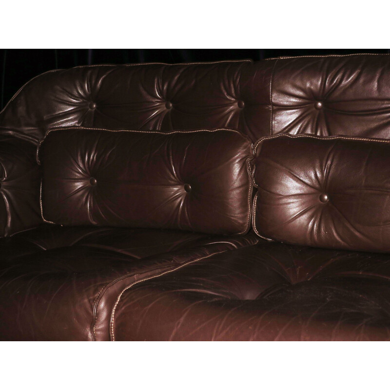 Vintage dark brown leather sofa by Arne Norell for Coja, 1960