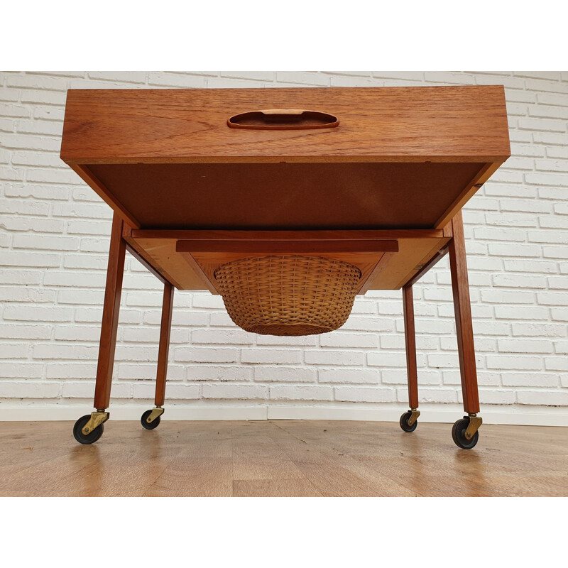Table de couture vintage danoise, bois de teck, 1960