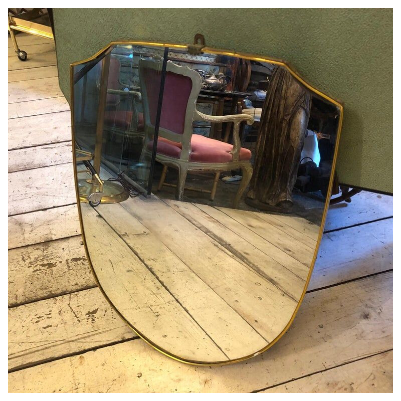 Brass italian vintage wall mirror, 1950s