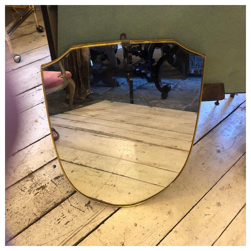 Brass italian vintage wall mirror, 1950s