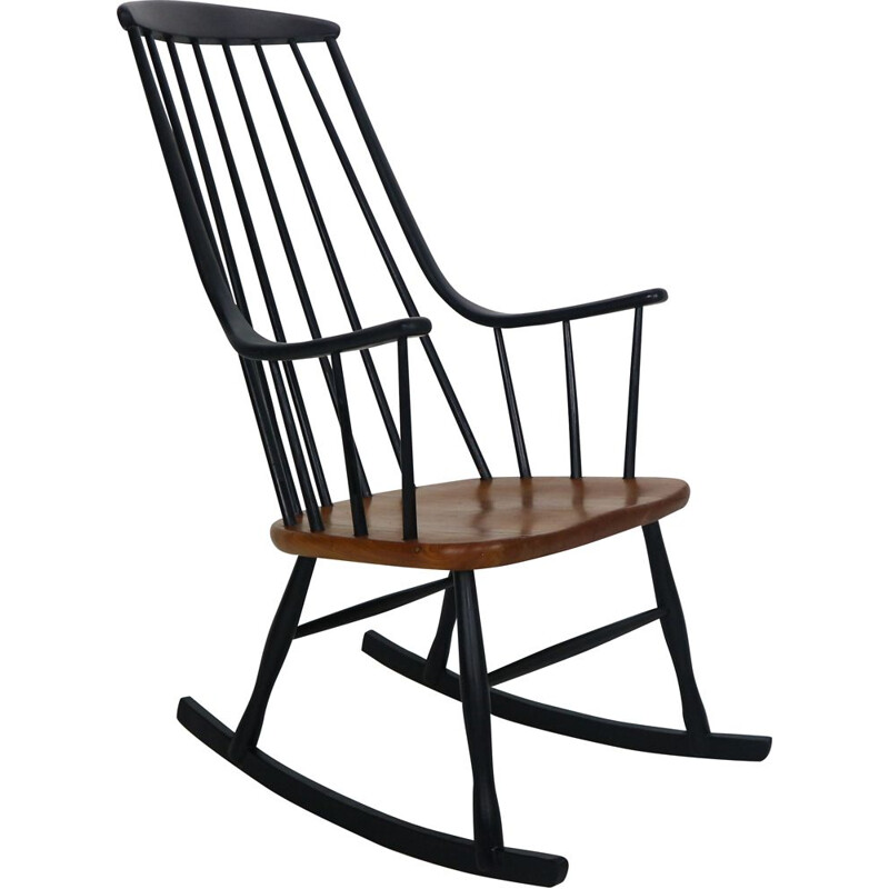  Vintage grandessa’ wooden rocking chair by Lena Larsson for Nesto, 1960