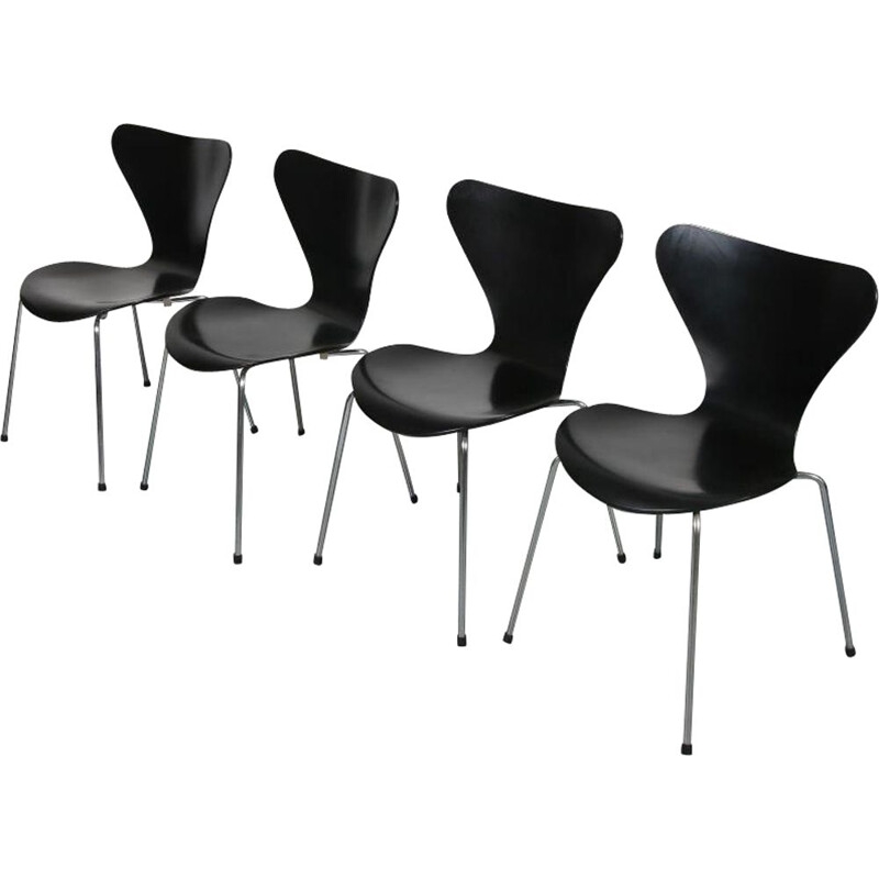 Ensemble de 4 chaises papillon vintage par Arne Jacobsen, fabriqué par Fritz Hansen 1990
