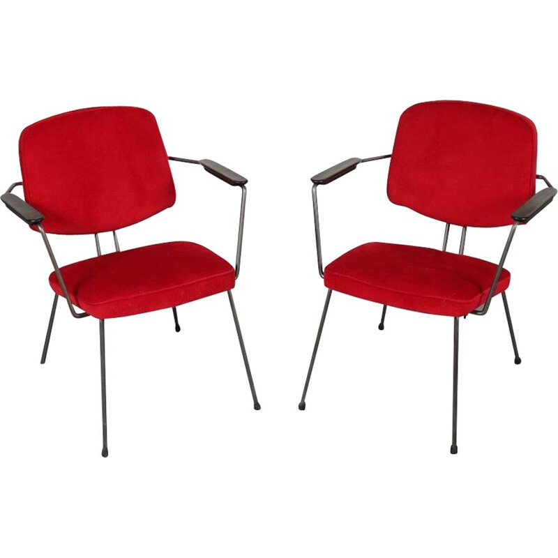 Vintage minimalist Dutch easy chairs by Rudolf Wolf, manufactured by Elsrijk 1950