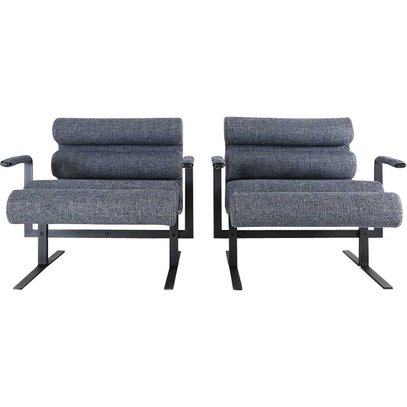 Pair of vintage steel roll chairs by Joe Colombo for Sormani, Italy 1964