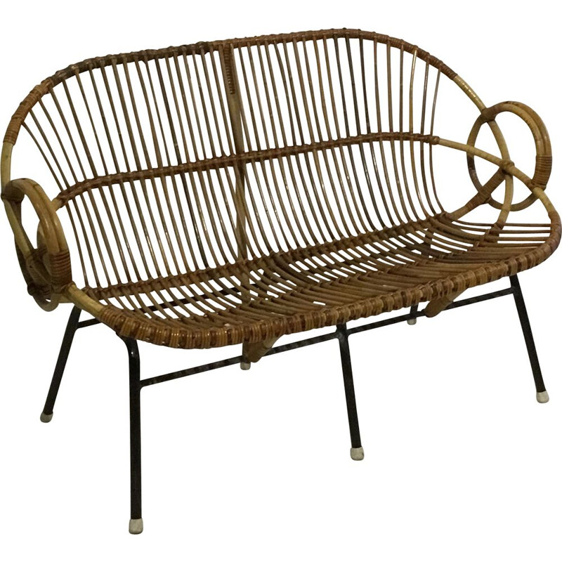 Vintage sofa in rattan by Dirk van Sliedregt for Rohe Noordwolde, 1960