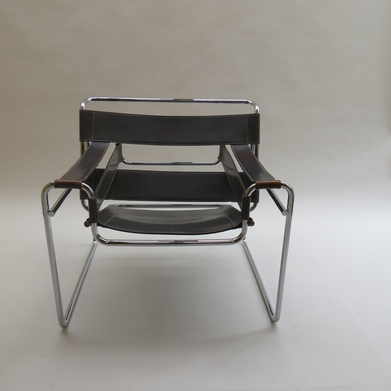 Fauteuil Wassily vintage gris de Marcel Breuer, 1980