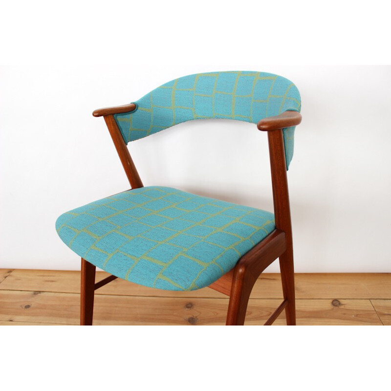 Scandinavian teak and fabric armchair, Kai KRISTIANSEN - 1960s