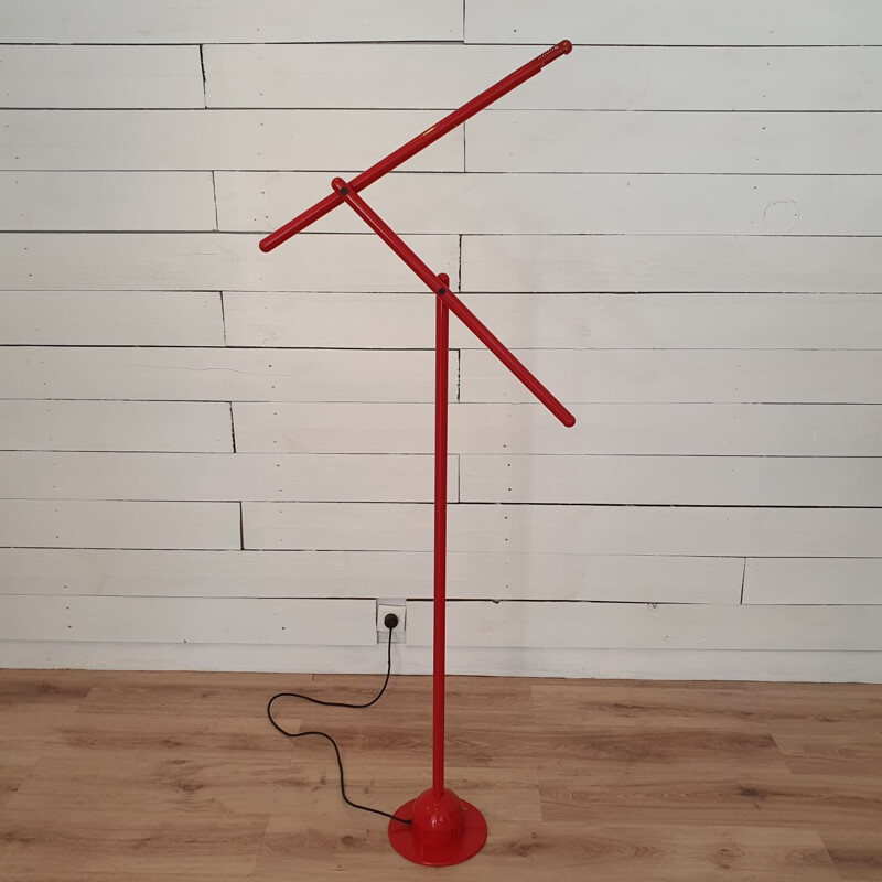 Mira red vintage floor lamp by Mario Arnaboldi for Programmaluce, Italy, 1980s