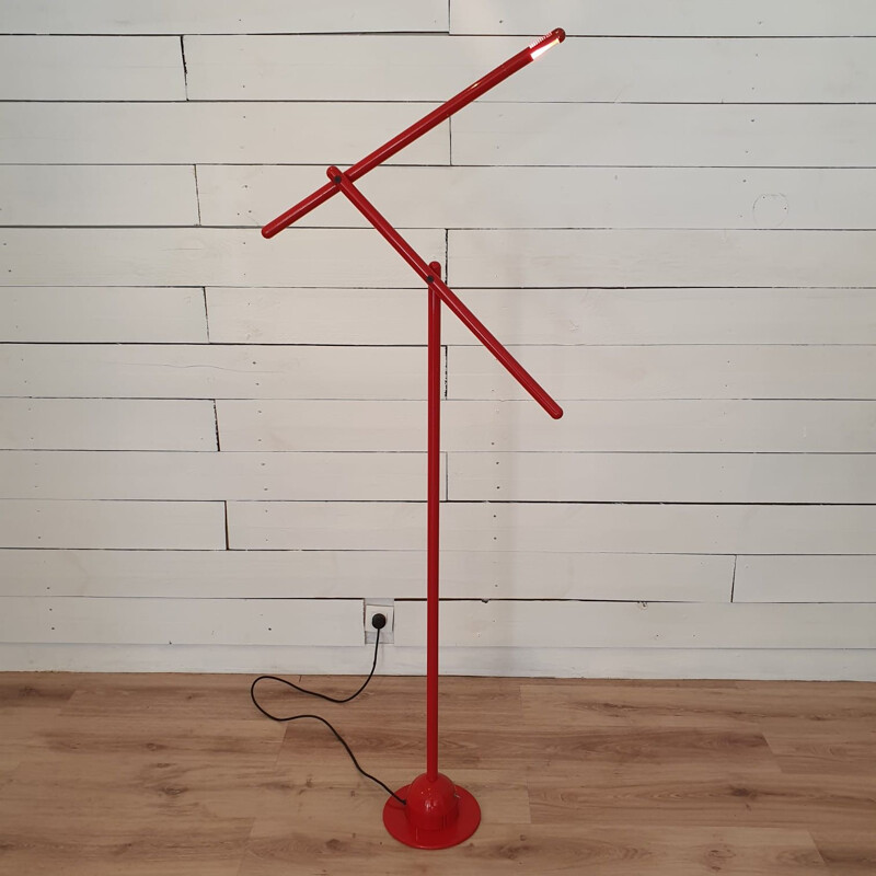 Mira red vintage floor lamp by Mario Arnaboldi for Programmaluce, Italy, 1980s