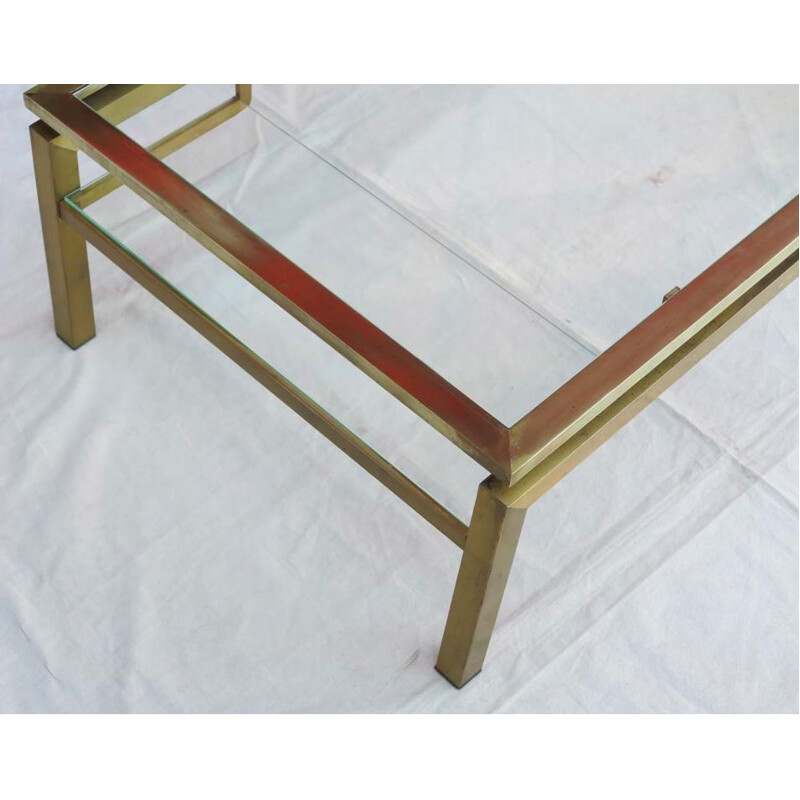 Vintage brass coffee table by Guy Lefevre for Maison Jansen, 1970