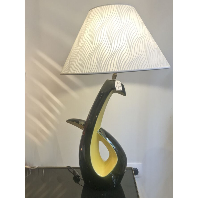 Vintage table lamp with ceramic foot 1950