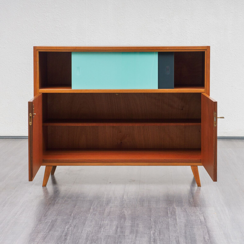 Vintage cabinet with coloured glass sliding doors,1960