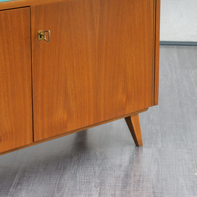 Vintage cabinet with coloured glass sliding doors,1960