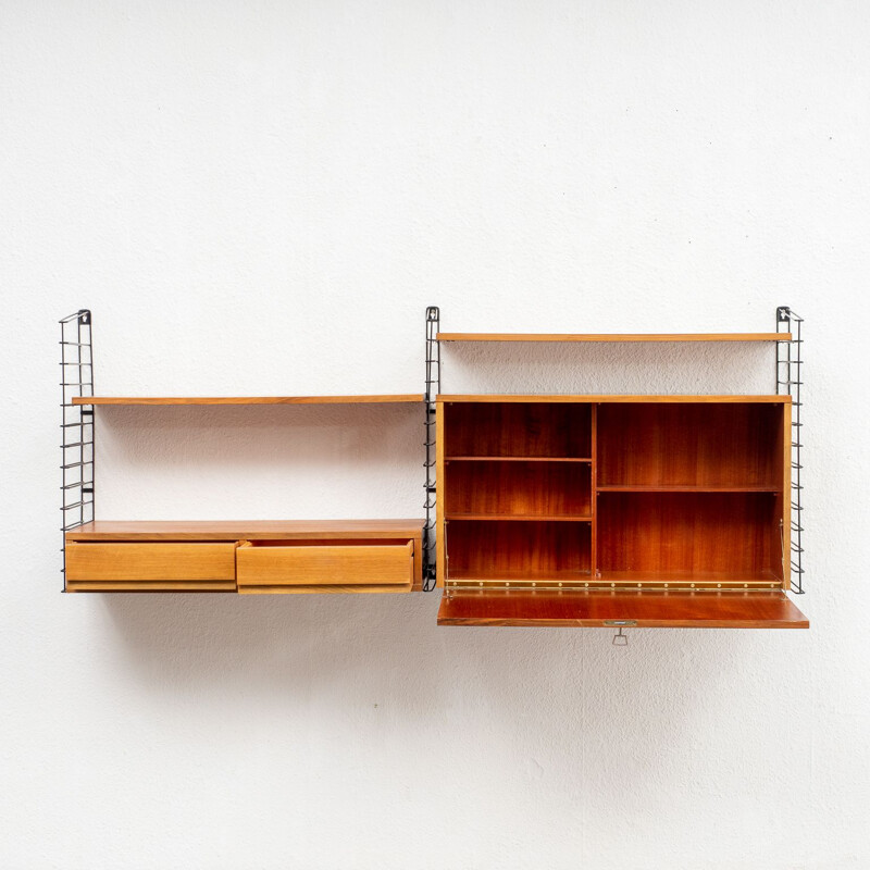 Vintage wall shelf in walnut, 1960s 