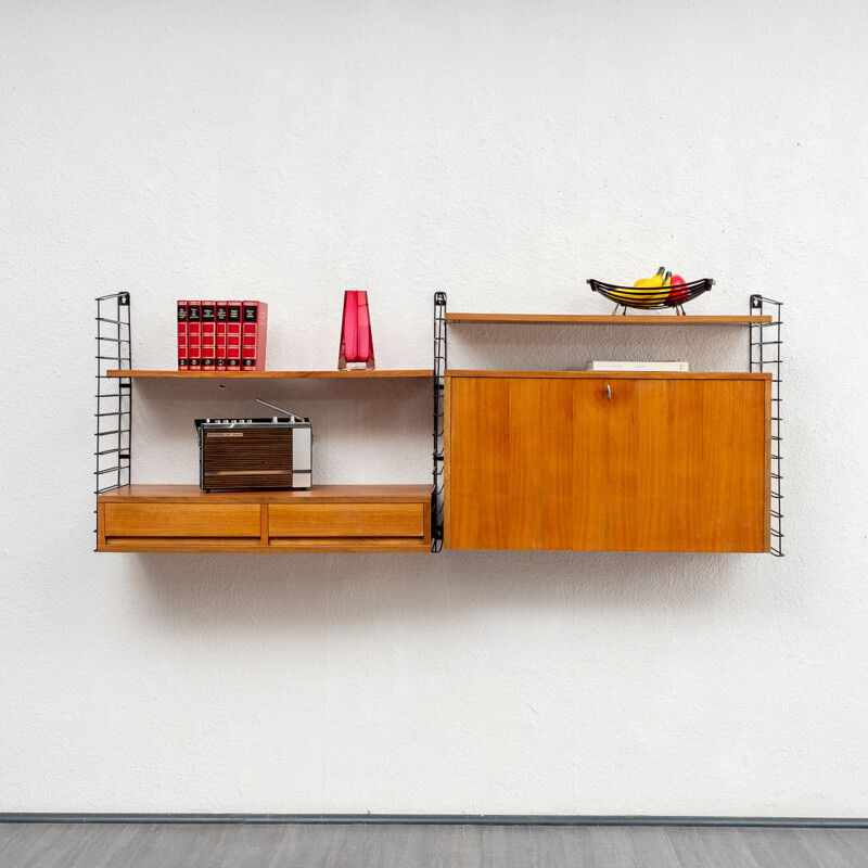 Vintage wall shelf in walnut, 1960s 