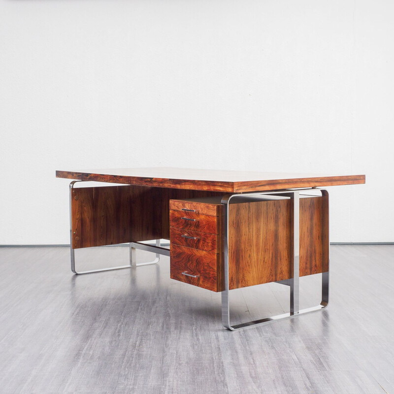 Vintage large desk office in rosewood, 1970s