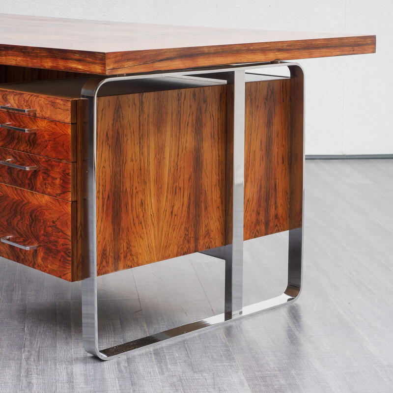 Vintage large desk office in rosewood, 1970s