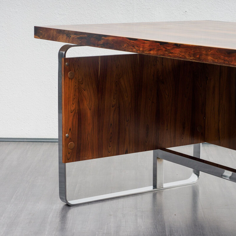 Vintage large desk office in rosewood, 1970s