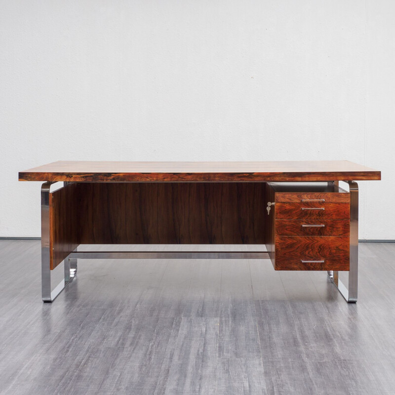 Vintage large desk office in rosewood, 1970s