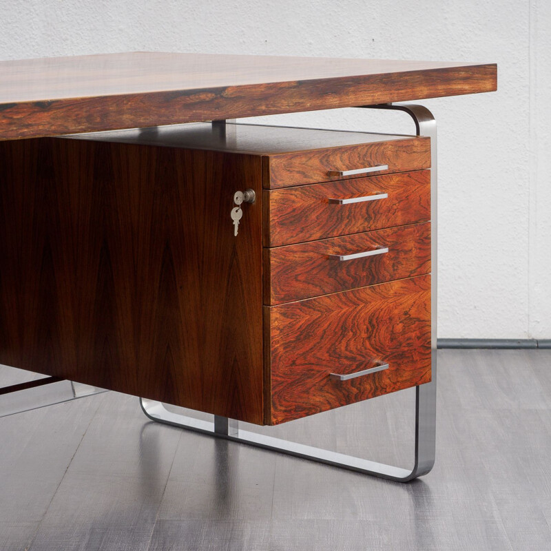 Vintage large desk office in rosewood, 1970s