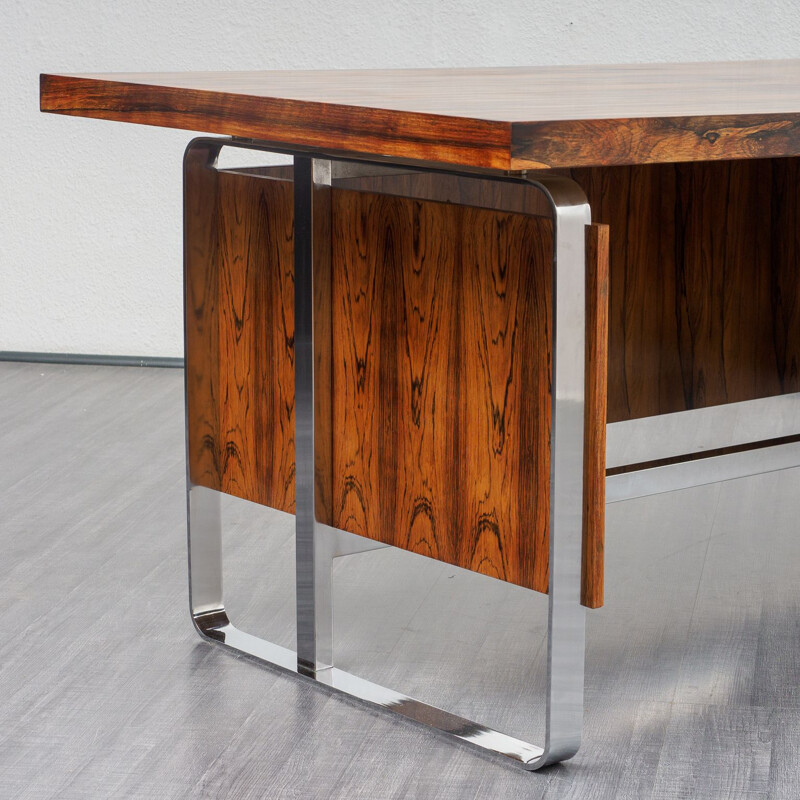 Vintage large desk office in rosewood, 1970s