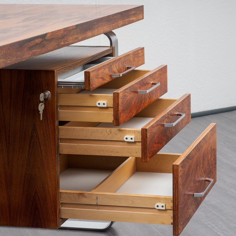 Vintage large desk office in rosewood, 1970s