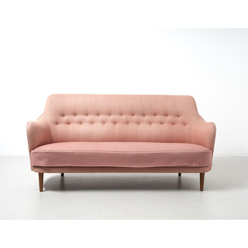 Vintage 3-seat Samsas pink sofa by Carl Malmsten for O.H. Sjögren, 1960s