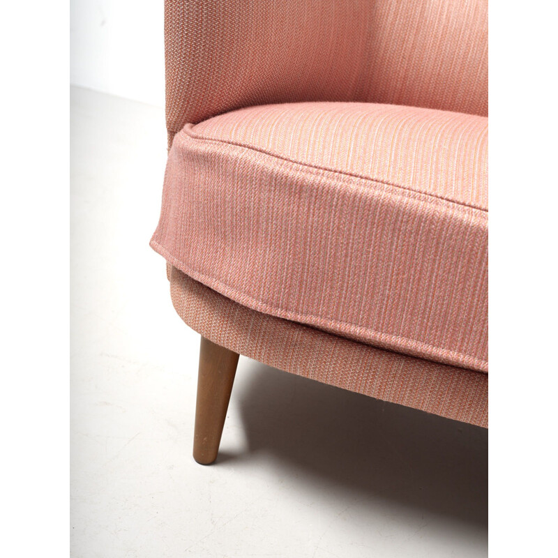 Vintage 3-seat Samsas pink sofa by Carl Malmsten for O.H. Sjögren, 1960s