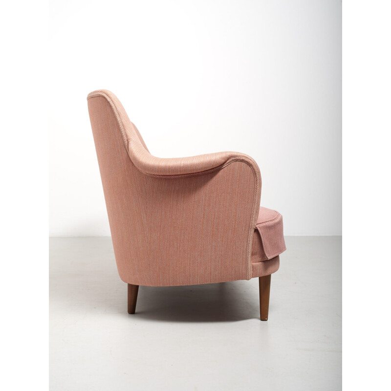 Vintage 3-seat Samsas pink sofa by Carl Malmsten for O.H. Sjögren, 1960s