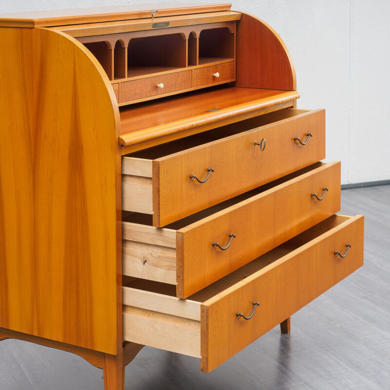 Vintage secretary desk in cherrywood, 1960s