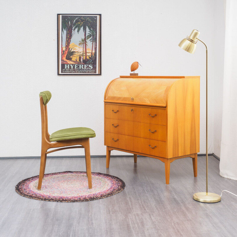 Vintage secretary desk in cherrywood, 1960s