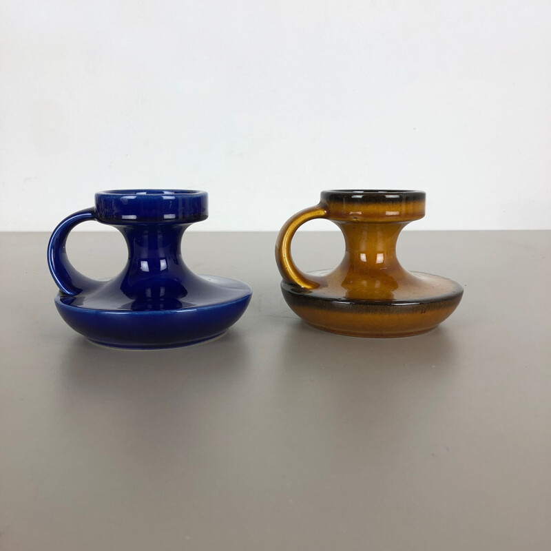 Vintage Set of Two Pottery Candleholder by Cari Zalloni for Steuler, Germany, 1970s