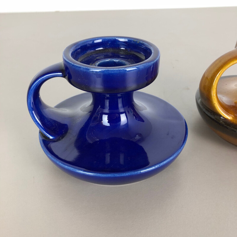 Vintage Set of Two Pottery Candleholder by Cari Zalloni for Steuler, Germany, 1970s