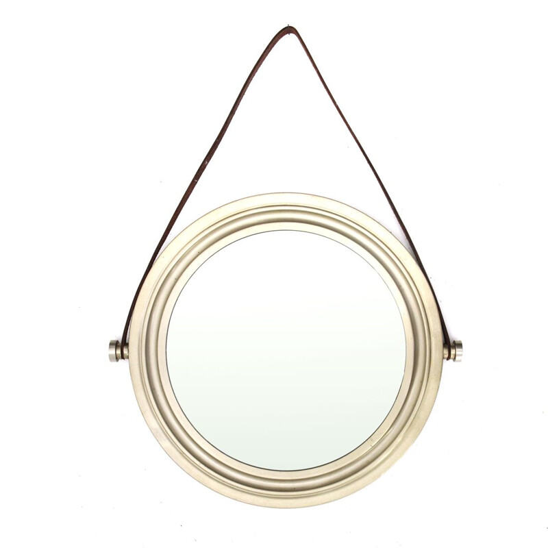 Vintage Italian wall mirror in Brass and Brushed nickel, 1960s