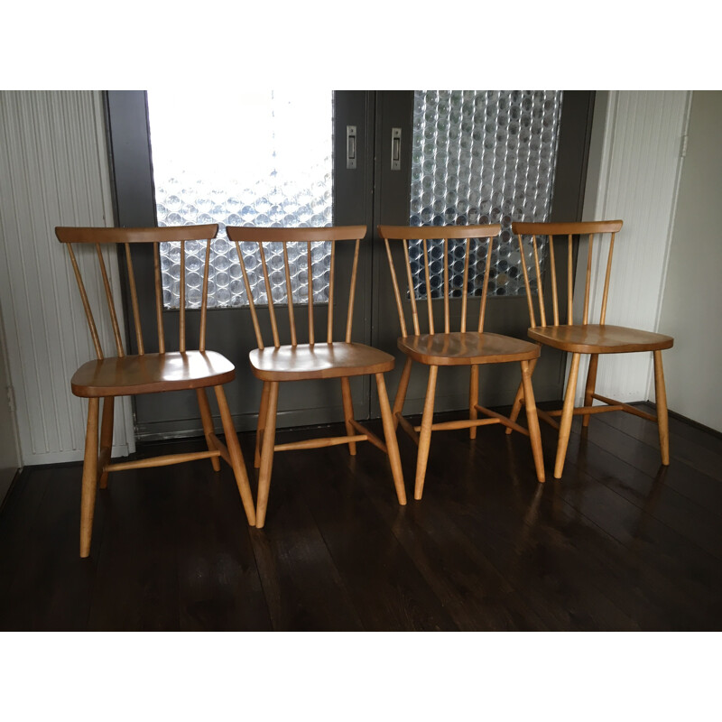 Conjunto de 4 cadeiras de mesa de cinzas vintage para hagafors stolfabrik ab, 1950
