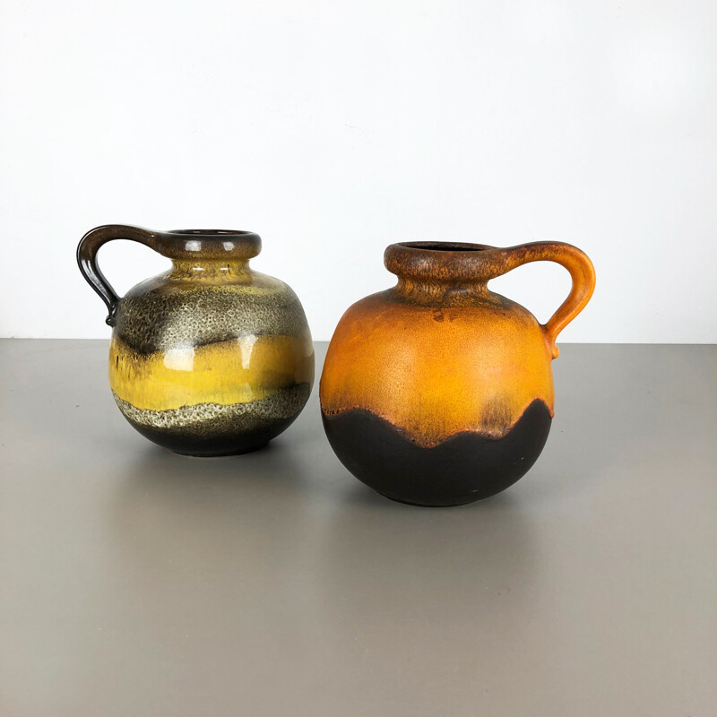 Ein Paar Vintage-Vasen aus Fettlava-Keramik von Scheurich, Deutschland 1970