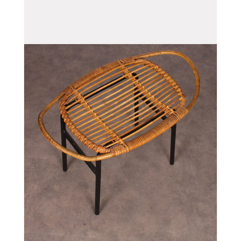 Vintage wicker stool by Alan Fuchs for Uluv, 1960
