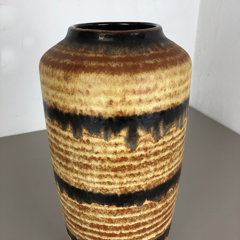 Grand vase de sol vintage en poterie Fat Lava Multi-Color 517-45  par Scheurich, 1970