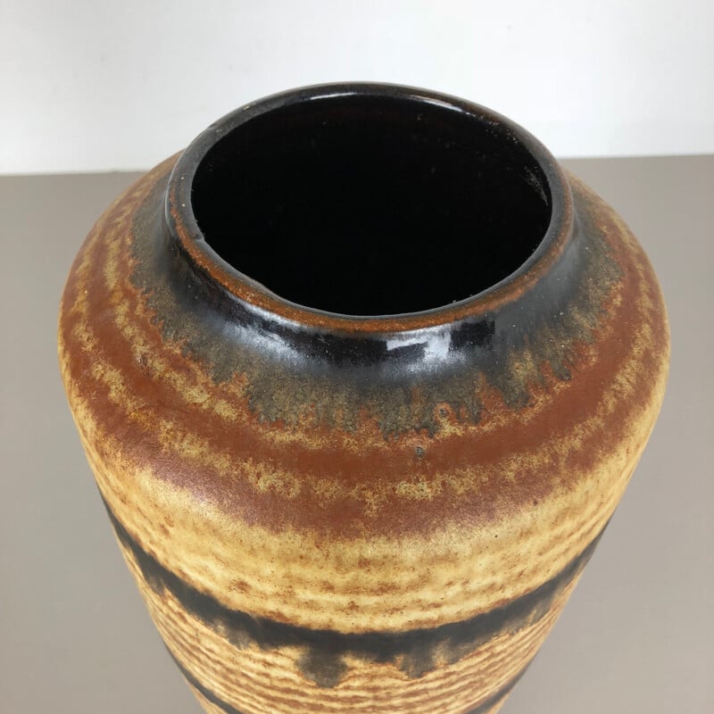 Grand vase de sol vintage en poterie Fat Lava Multi-Color 517-45  par Scheurich, 1970