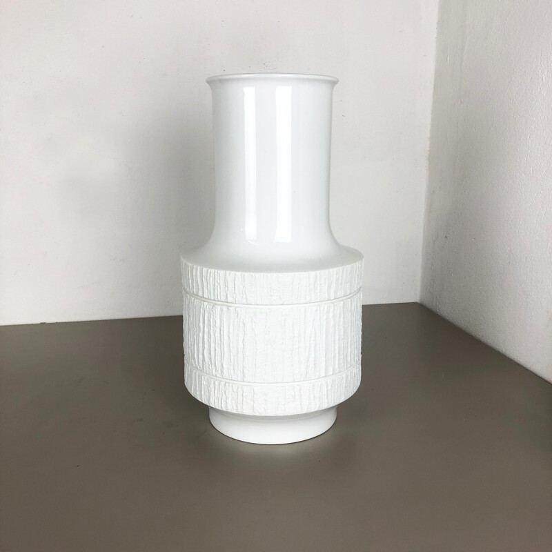 Vintage Vase aus weißem Porzellan Op Art von Richard Scharrer für Thomas, Deutschland 1970