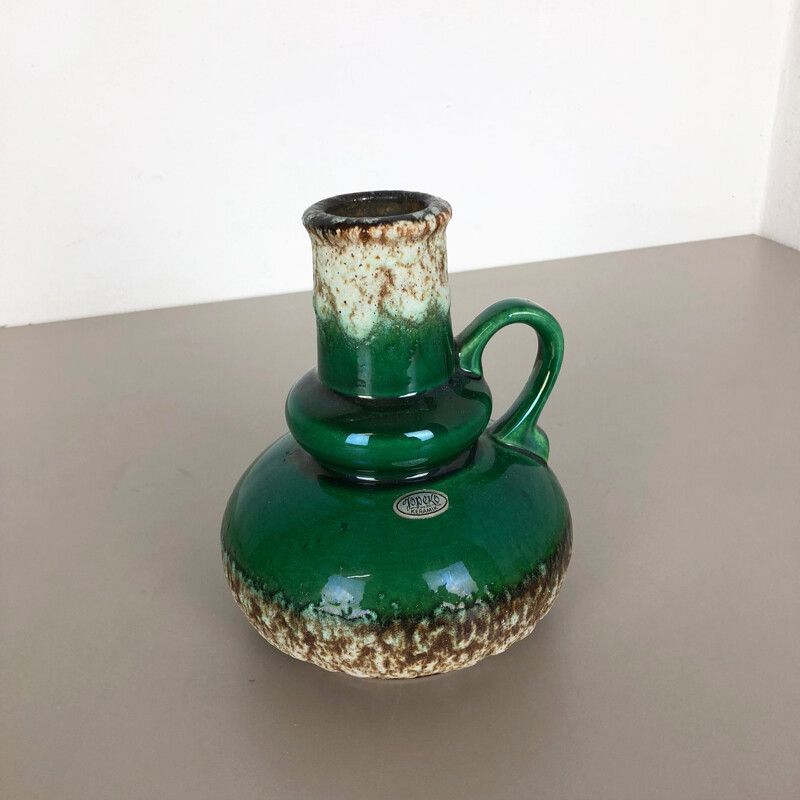 Raro vaso vintage in ceramica Multicolor Fat Lava "402-21" di Jopeko, Germania, 1970