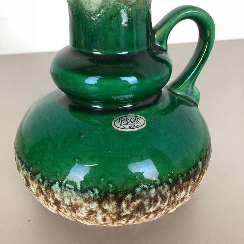 Vaso raro de cerâmica de vindima Multicolor Lava Gorda "402-21" por Jopeko, Alemanha, 1970