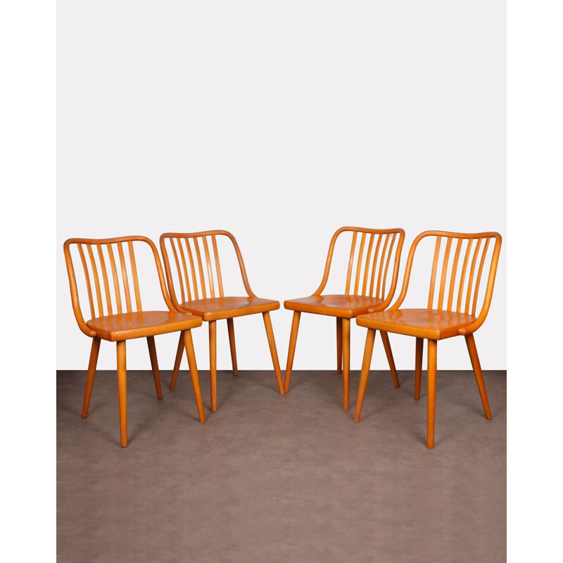 Set of 4 vintage chairs by Antonin Suman for Ton, 1960s