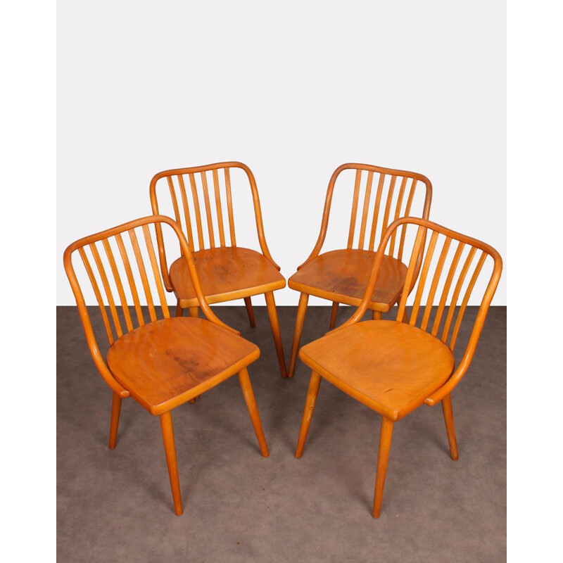 Set of 4 vintage chairs by Antonin Suman for Ton, 1960s