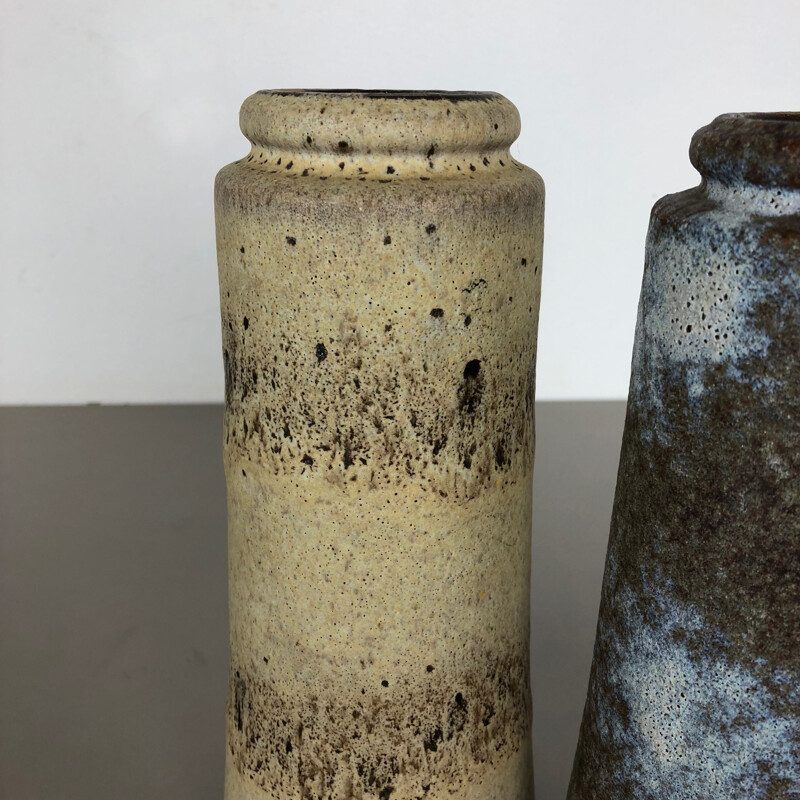 Vintage pair of Two Pottery Fat Lava Vases "206-26" Made by Scheurich, Germany 1970s