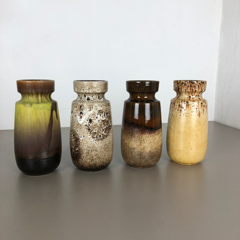 Ensemble vintage de 4 vases lave "242-22" par Scheurich, Allemagne 1970