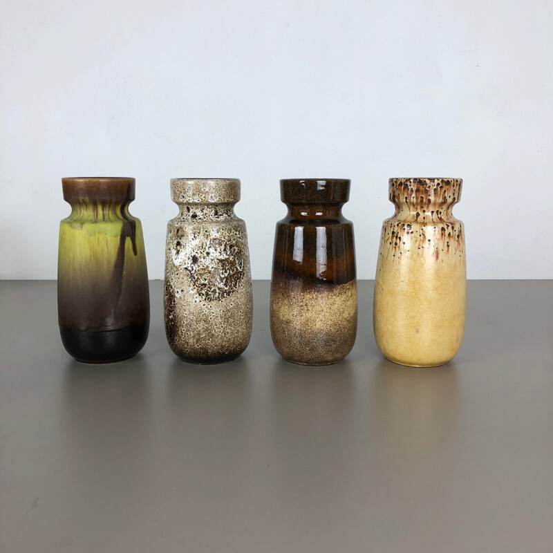 Ensemble vintage de 4 vases lave "242-22" par Scheurich, Allemagne 1970