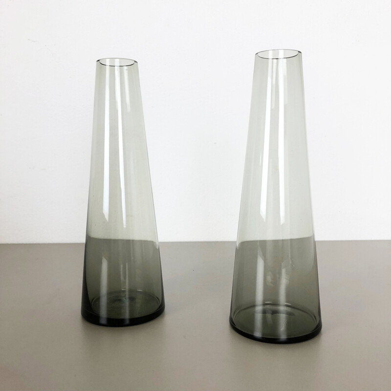 Vintage pair of 2 Turmalin Vases by Wilhelm Wagenfeld for WMF, Germany 1960s