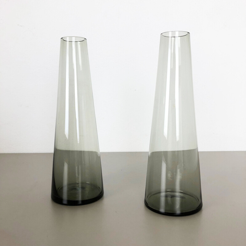 Paire vintage de 2 vases Turmalin par Wilhelm Wagenfeld pour WMF, Allemagne 1960