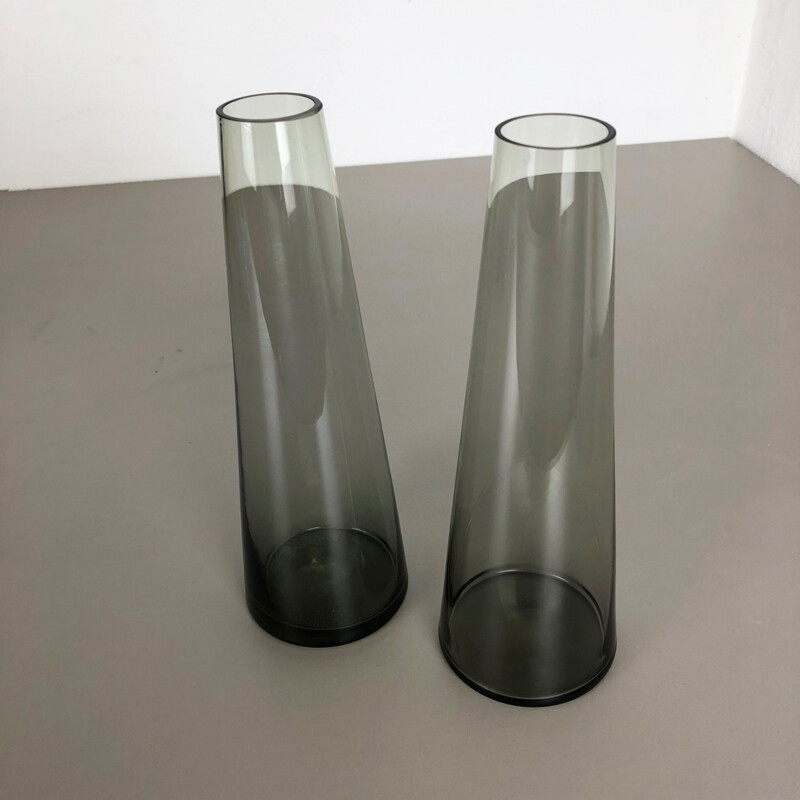 Vintage pair of 2 Turmalin Vases by Wilhelm Wagenfeld for WMF, Germany 1960s